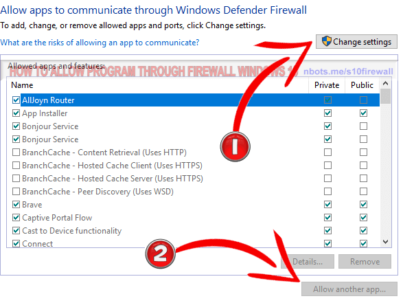 Private firewall windows 10